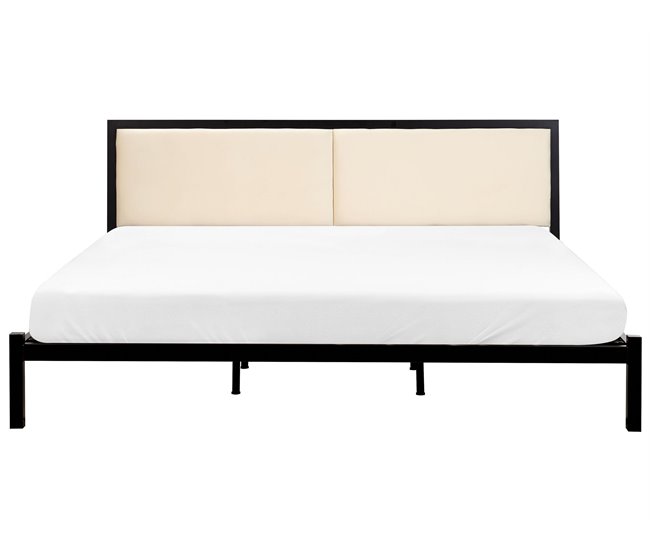 Beliani Cama con somier Acero CLAMART 187x210 Beige