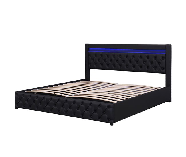 Cama de matrimonio de poliuretano con almacenaje 182x207 Blanco