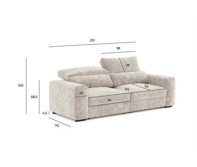Sofá LANDON convertible en cama Beige