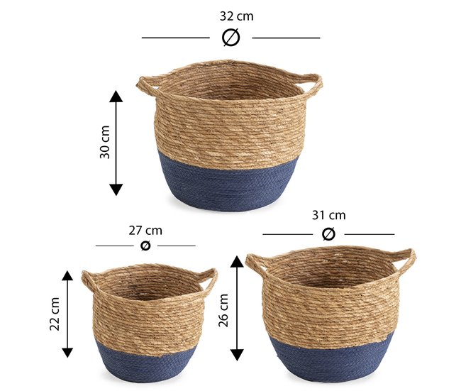 Set de 3 cestas Anxo Azul