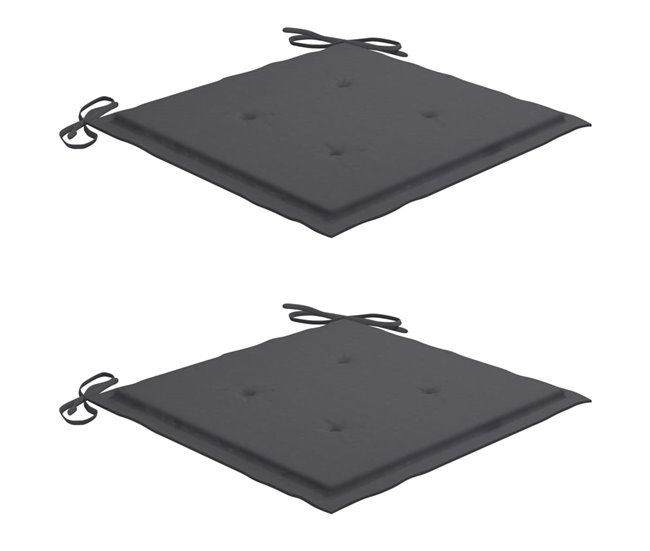 2 Sillas de jardín plegables de madera con cojines Antracita