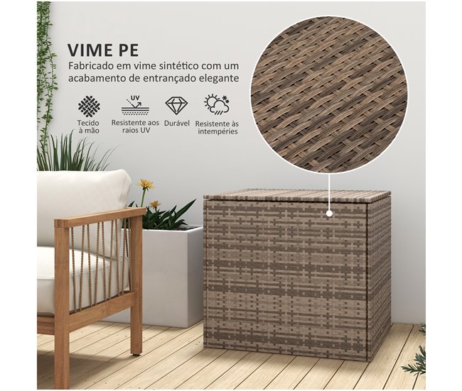 Baúl de Exterior Acero, PE Outsunny Marron