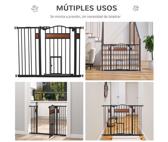 Barrera de Seguridad de Perros Acero y Plástico PawHut Negro