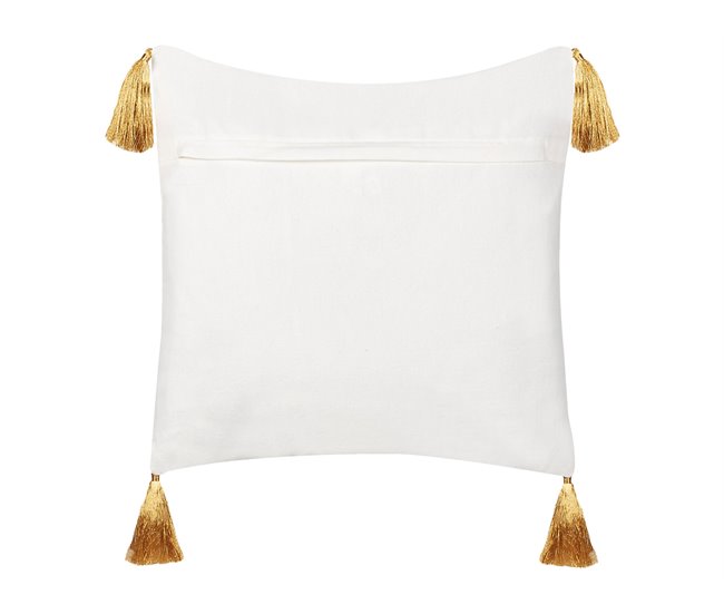 Beliani Cojín decorativo ZAMIA Blanco/ Beige