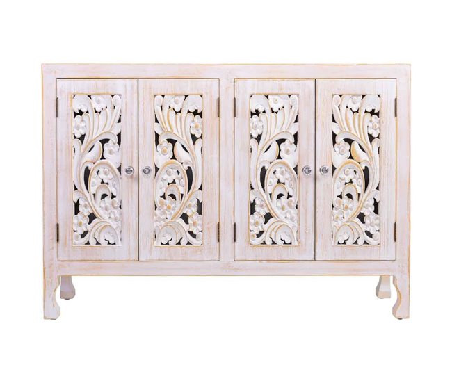 Aparador de madera de 4 puertas Blanco
