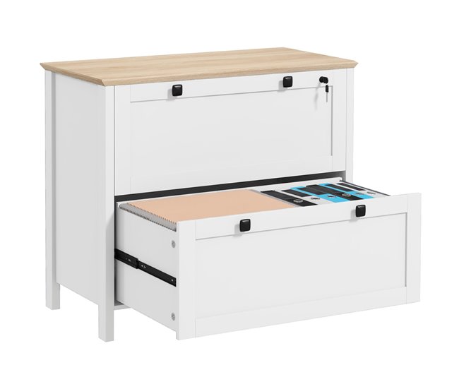 Cajonera de Oficina Melamina de Madera HOMCOM Blanco
