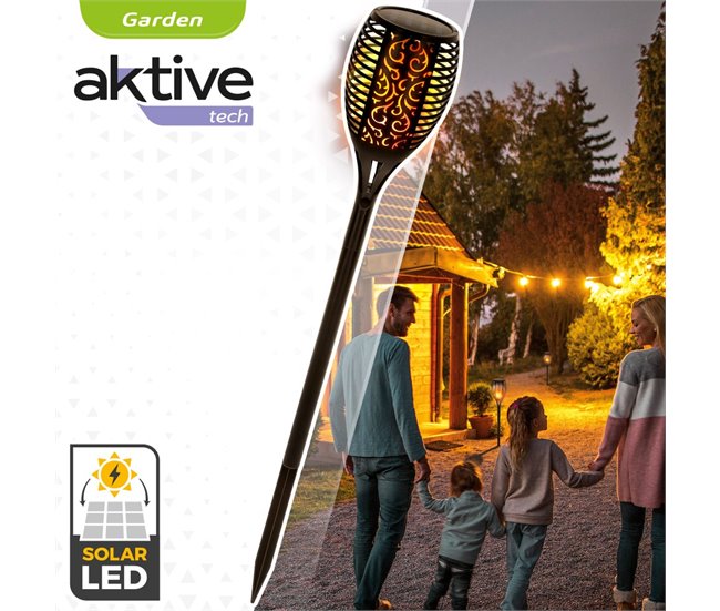 Antorcha solar luz LED efecto fuego Aktive Negro