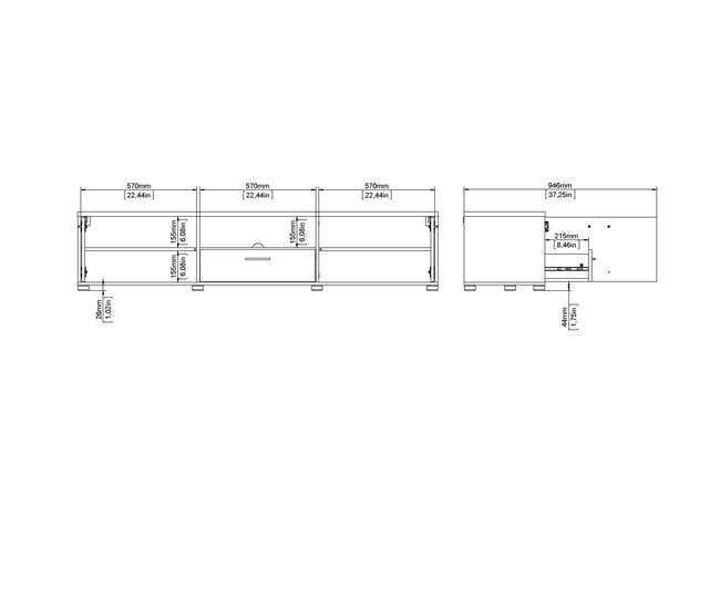 Mueble TV 177cm blanco MOKARIS Blanco