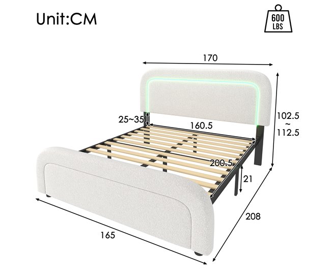 Camas de matrimonio 170x208 Blanco