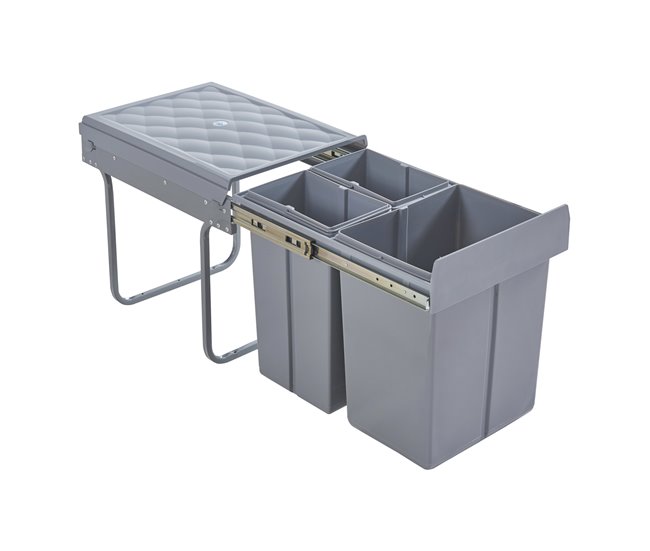 Cubo de basura extraíble Froland capacidad 2x10L + 1x20L plástico Gris
