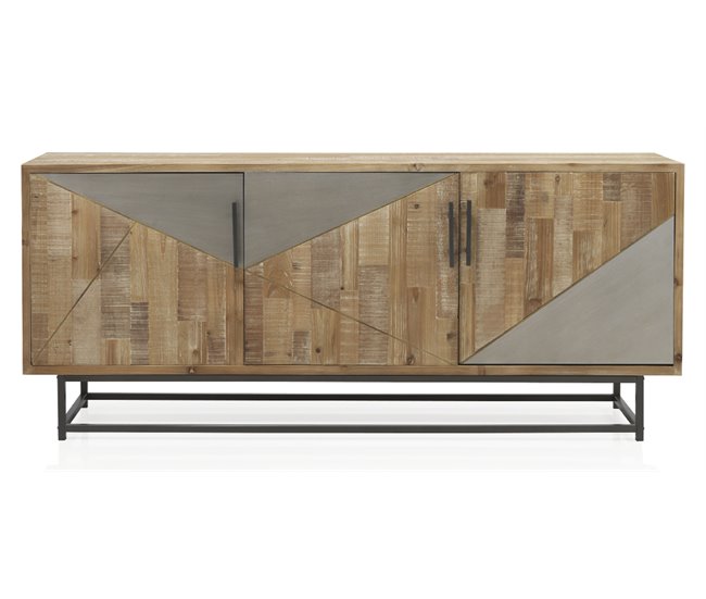 Aparador de madera de abeto con base de tubo de metal Natural