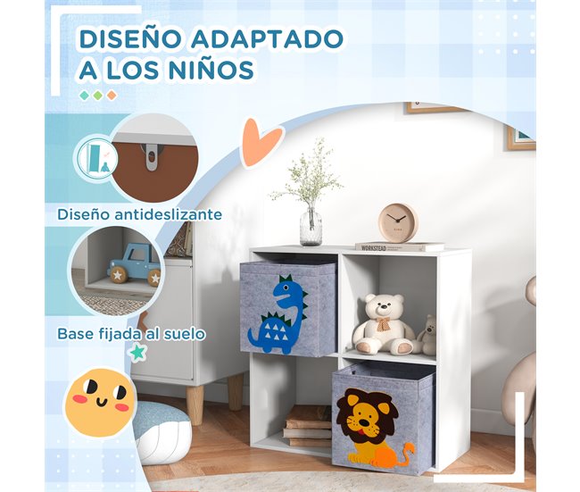 Estantería Juguetes Infantil MDF, Melamina, Tela no Tejida Blanco