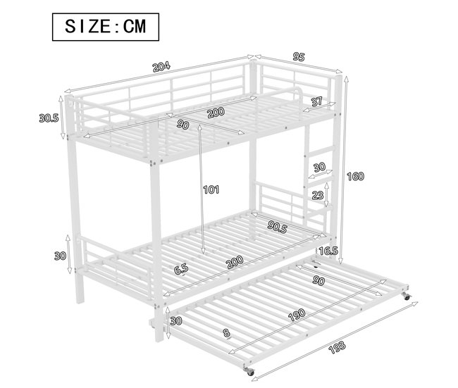Camas literas 95x204 Blanco