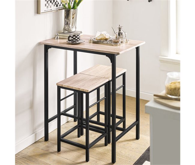 Set Mesa Alta de Bar y 2 taburetes OGT10-N SoBuy Madera