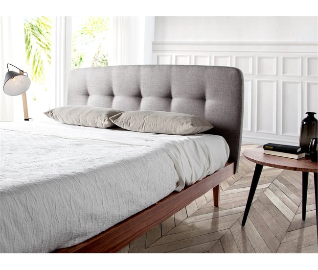 ANGEL CERDÁ Cama capitoné tela Nogal