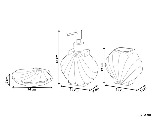 Beliani Conjunto de accesorios de baño SHELL Blanco