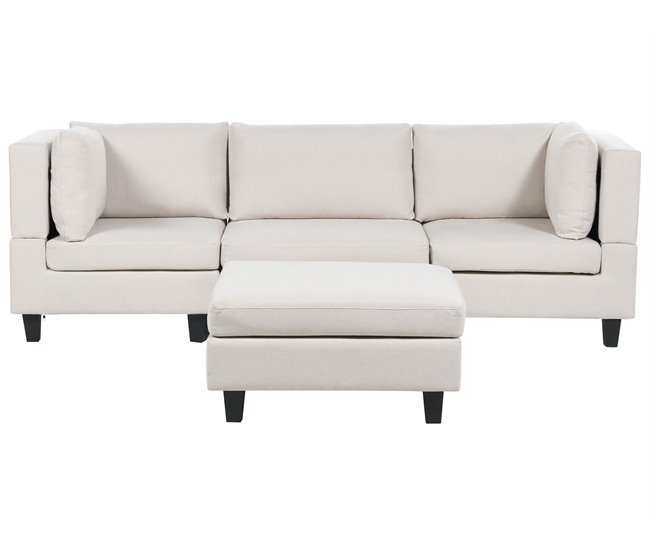 Beliani Sofá con reposapiés Poliéster UNSTAD Beige