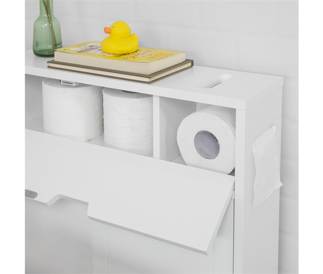 Armario Auxiliar Baño con 2 Puertas y 1 cajón BZR31-W SoBuy Blanco