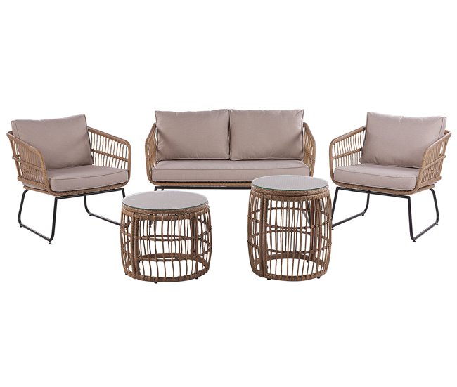 Beliani Conjunto de jardín Ratán sintético RAVELLO Natural