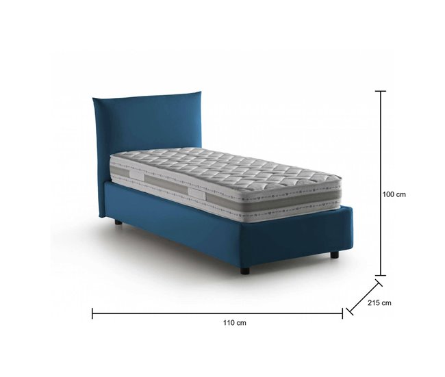 Cama individual en tela Azul Marino