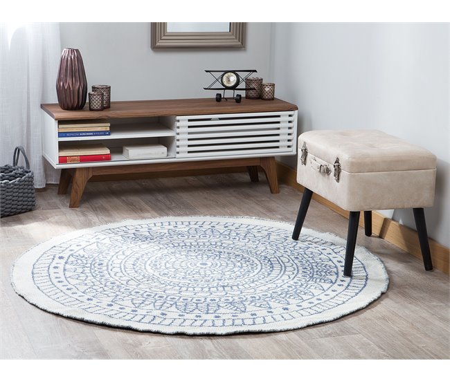 Beliani Alfombra de pelo corto YALAK 140x140 Azul
