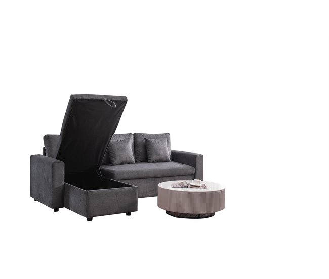 Chaise longue DRAKO reversible 3 plazas gris oscuro Gris Oscuro