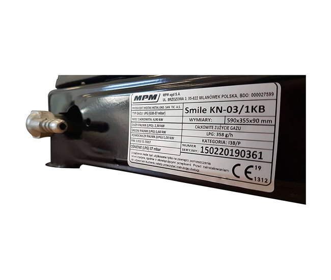 Cocina de gas portátil MPM KN-03/1KB Negro