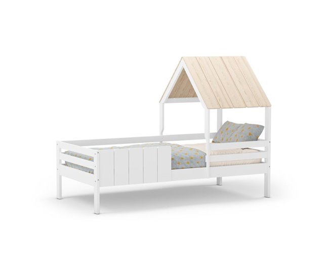 Cama cabaña Koti 201x114 Blanco/ Madera