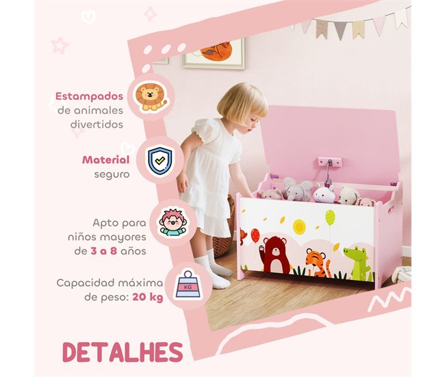 Baúl Juguetes Infantil MDF AIYAPLAY Rosa
