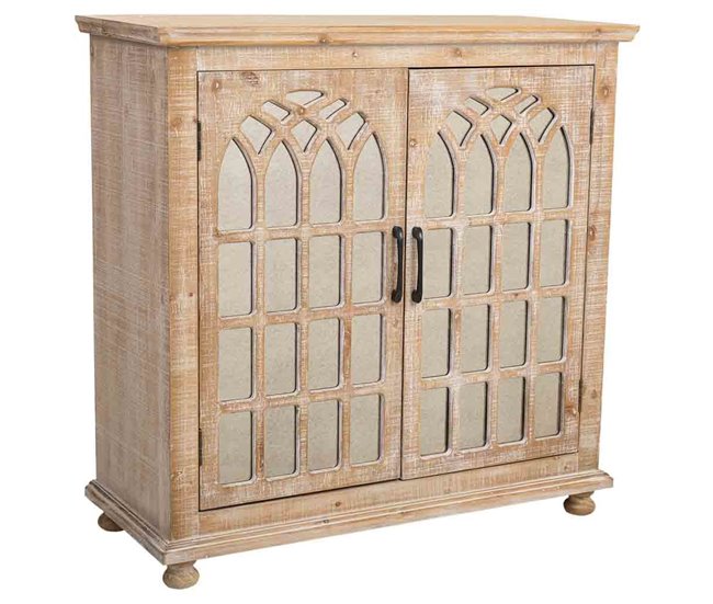 Aparador de madera y cristal de 2 puertas Marron