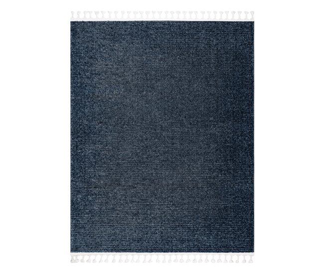 Alfombra SEVILLA PC00B rayas Franjas Bereber marroquí Shaggy 140x190 Azul Marino