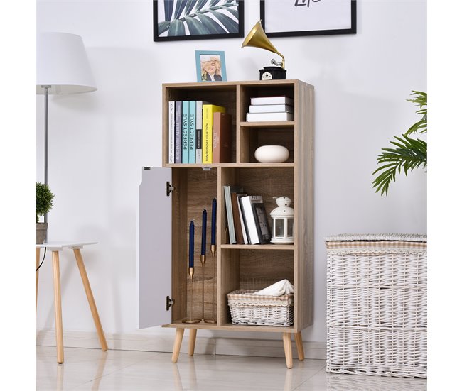 Aparador Alto Melamina de Madera HOMCOM 60 Blanco