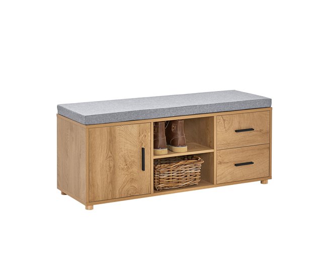 Banco Zapatero con 1 Puerta 2 Cajones SoBuy FSR148-N Natural