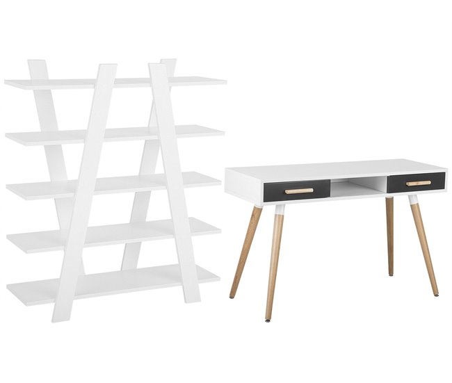 Beliani Conjunto de mobiliario de oficina ESCALANTE/FRISCO 120x50 Gris Oscuro