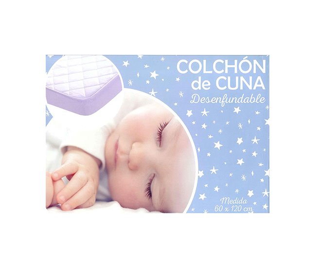 Acomoda Textil - Colchón Cuna Desenfundable e Impermeable. Blanco/ Gris