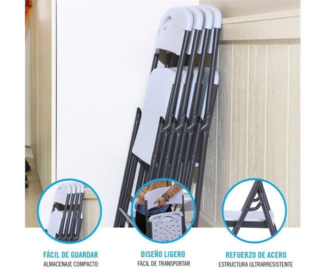 Silla plegable ultrarresistente LIFETIME UV100 Blanco