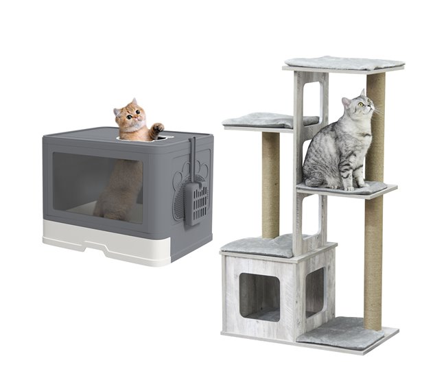 PawHut Conjunto para Gatos Incluye Árbol Rascador para Gatos 114