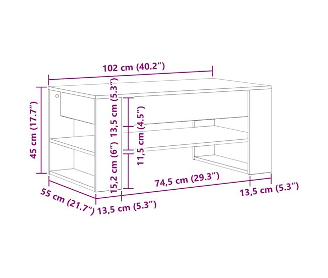 Centro De Mesa De Café 102x55 Marron