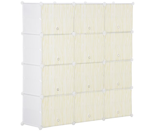 Armario Modular PP, Acero HOMCOM, hogar - muebles de dormitorio Natural/ Blanco