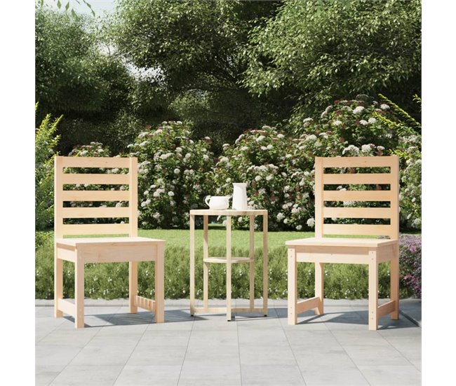 2 Sillas de jardín de madera maciza pino Blanco