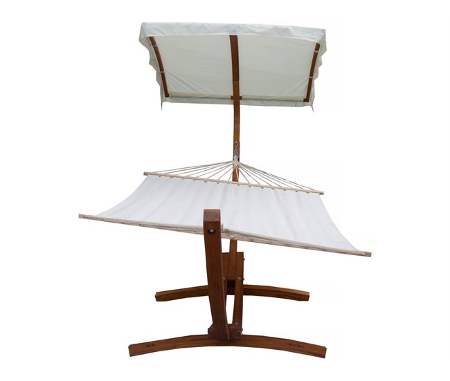 Hamaca de madera "Dallas XL" - Con toldo Crema