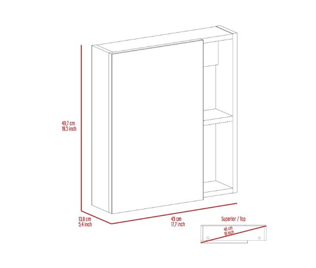 Mueble de Pared de Baño Labelle, con espejo. Blanco