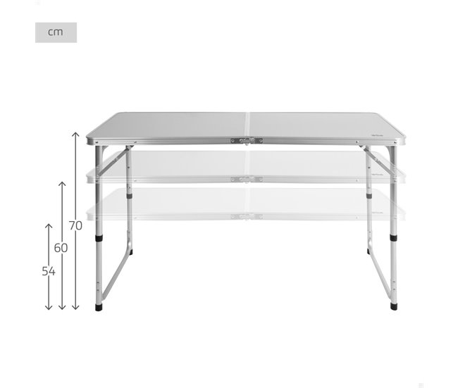 Aktive Mesa plegable camping ajustable en altura y antideslizante Gris
