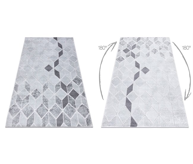 Alfombra MEFE moderna B400 Cubo Geométrico 3D Structural 280x370 Gris Claro