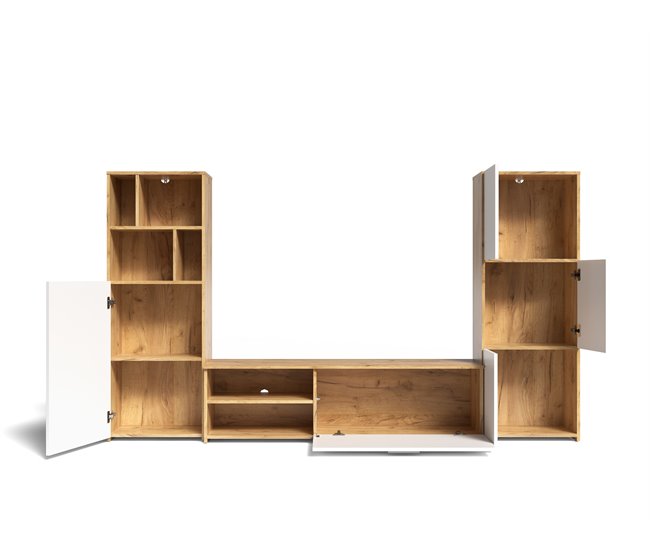 Compacto tv roble y blanco JOY Blanco/ Madera