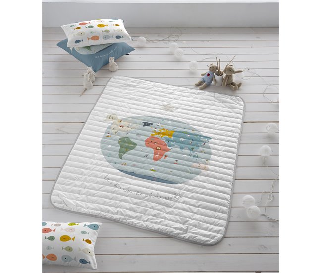 COLCHA BOUTI REVERSIBLE MAPA MUNDI Multicolor