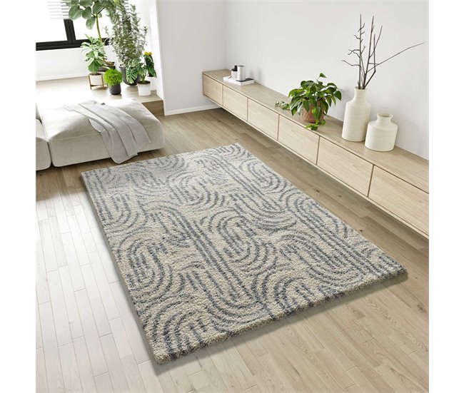 Alfombra shaggy de estilo escandinavo HELIA - ATTICGO 133x190 Plateado