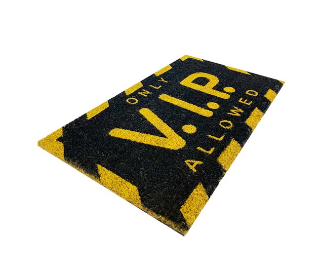 Acomoda Textil – Felpudo de Coco Natural Ecológico Animado. Negro/ Amarillo