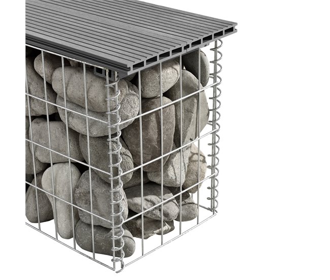 Banco de jardín gavión Friesland WPC 90x25 Gris