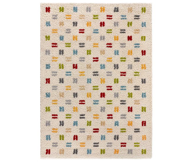 Alfombra shaggy geométrica BREMEN - ATTICGO 160x230 Blanco